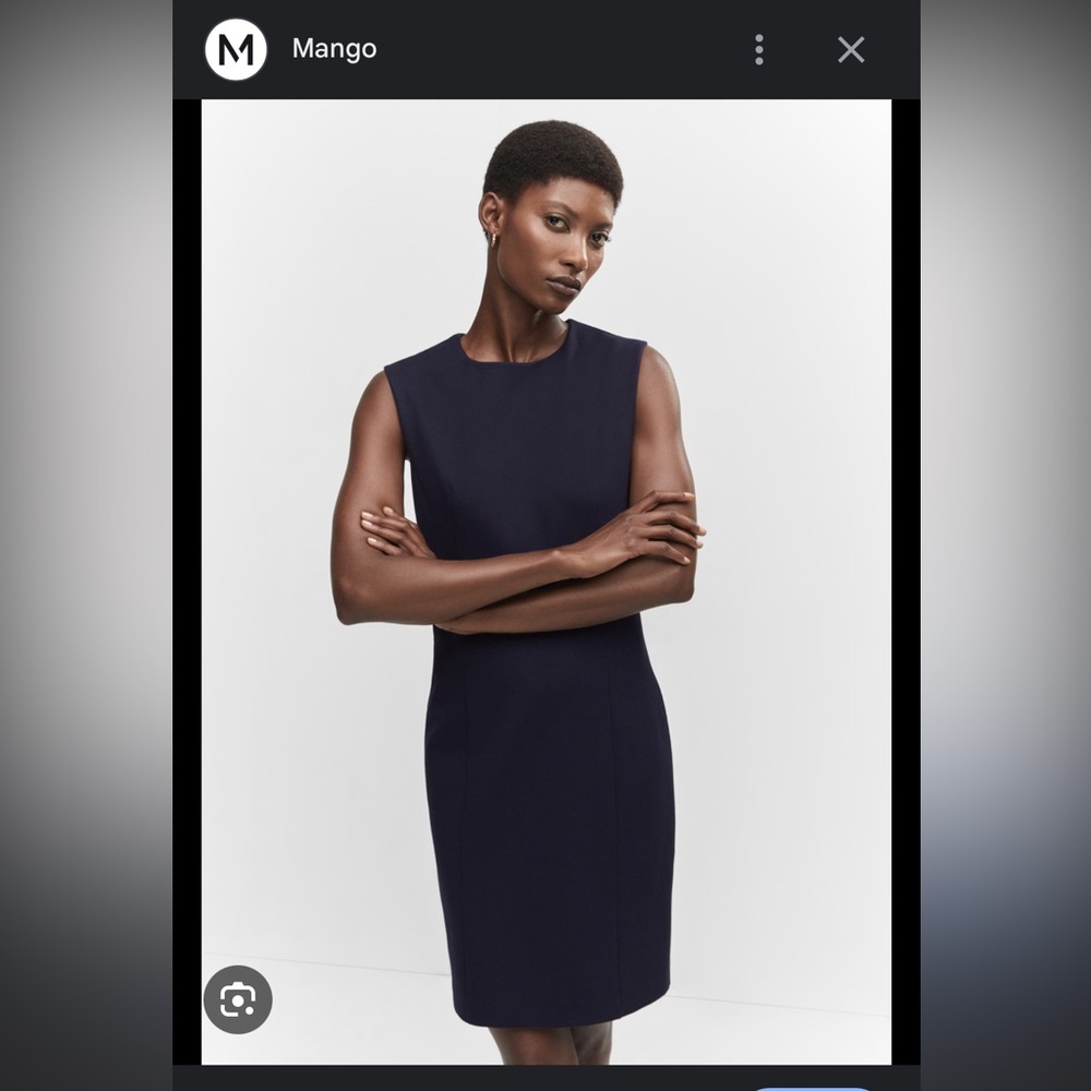 Mango Roma-Knit Sleeveless Navy Dress